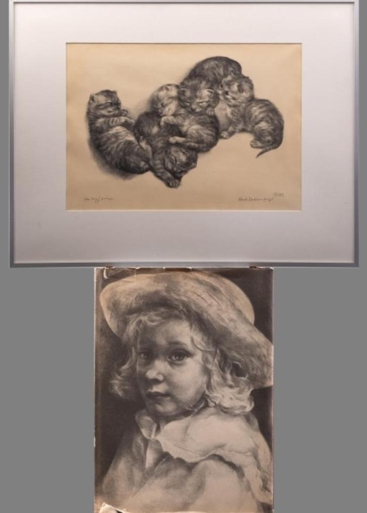 'De vijf poesjes', litho van Aart van Dobbenburgh 1899-1988, Antiek en Kunst, Kunst | Litho's en Zeefdrukken, Verzenden