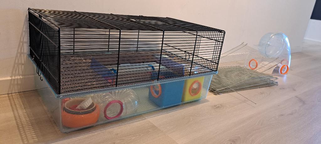 Hamsterkooi + buizen + toebehoren, Dieren en Toebehoren, Knaagdieren en Konijnen | Hokken en Kooien, Kooi, Gebruikt, Minder dan 75 cm