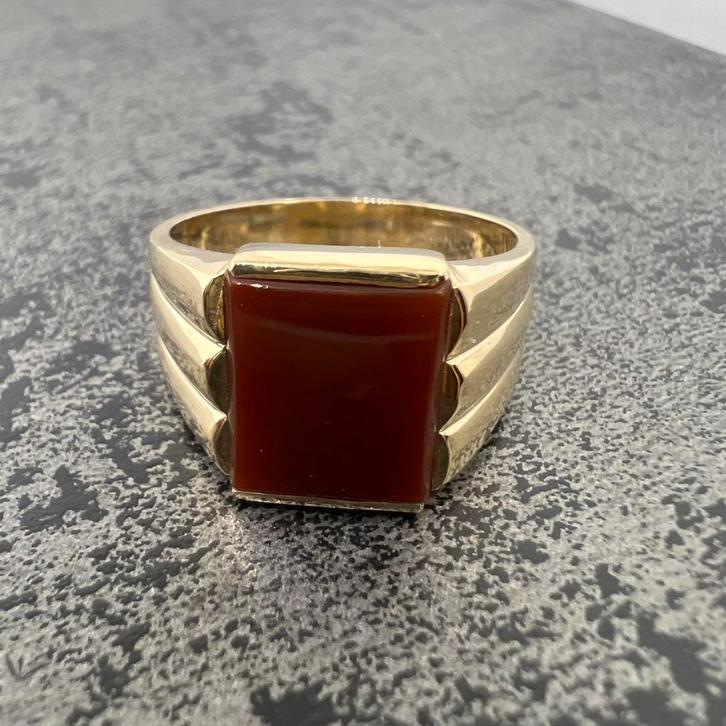 14k gouden ring zegelring prachtig model, Sieraden, Tassen en Uiterlijk, Ringen, Zo goed als nieuw, Heer, 20 of groter, Goud, Zilver