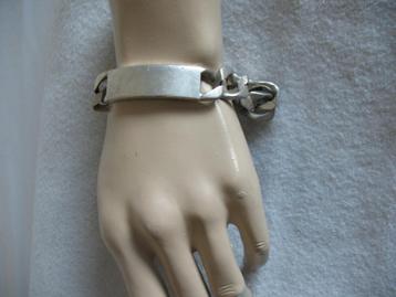 Zilver Grote Schakelarmband +Naamplaat (afgebroken slot) Vin beschikbaar voor biedingen