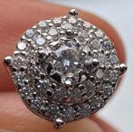 Moissanite Oorbellen Cluster – 925 Zilver – GRA Certificaat, Ophalen of Verzenden, Zo goed als nieuw, Zilver, Dame