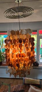 Vintage Capiz schelpen kroonluchter, Huis en Inrichting, Lampen | Hanglampen, Ophalen of Verzenden, Zo goed als nieuw, Bohemian