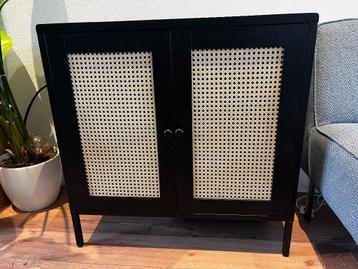 opbergkast / kastje zwart staal/rotan 81x80x40 [NIEUW] beschikbaar voor biedingen