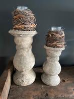 2 stenen kandelaars compleet, Ophalen of Verzenden, Zo goed als nieuw, Overige materialen, 25 tot 50 cm