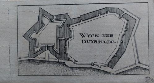 14 / Plattegrond van Wijk bij Duurstede, Antiek en Kunst, Kunst | Etsen en Gravures, Ophalen of Verzenden