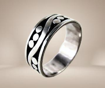 STRAKKE 925 zilveren stippen en golven band ring M17,5! beschikbaar voor biedingen