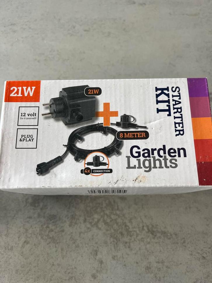Tuinverlichting Starter Kit - 8 Meter, Tuin en Terras, Buitenverlichting, Nieuw, Overige typen, Kunststof, Minder dan 50 watt