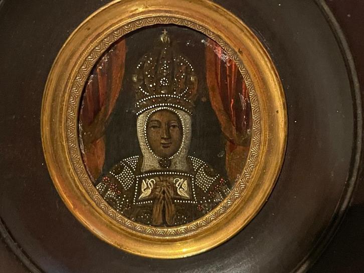 portretminiatuur miniatuur portret van zwarte Madonna, Antiek en Kunst, Antiek | Overige Antiek, Ophalen of Verzenden