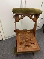 Antieke bid stoel (tonet gevlochten) met velvet bekleding, Antiek en Kunst, Ophalen of Verzenden