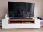 Hoogglans wit tv-meubel met walnoot empire, Huis en Inrichting, Kasten | Televisiemeubels, Ophalen, 150 tot 200 cm, Zo goed als nieuw