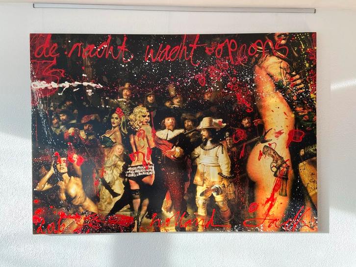 Uniek Jack Liemburg Schilderij - “De Nacht Wacht Op Ons”, Antiek en Kunst, Kunst | Schilderijen | Abstract, Ophalen