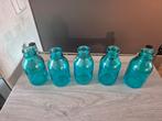 5 blauwe glazen flesjes, Ophalen of Verzenden