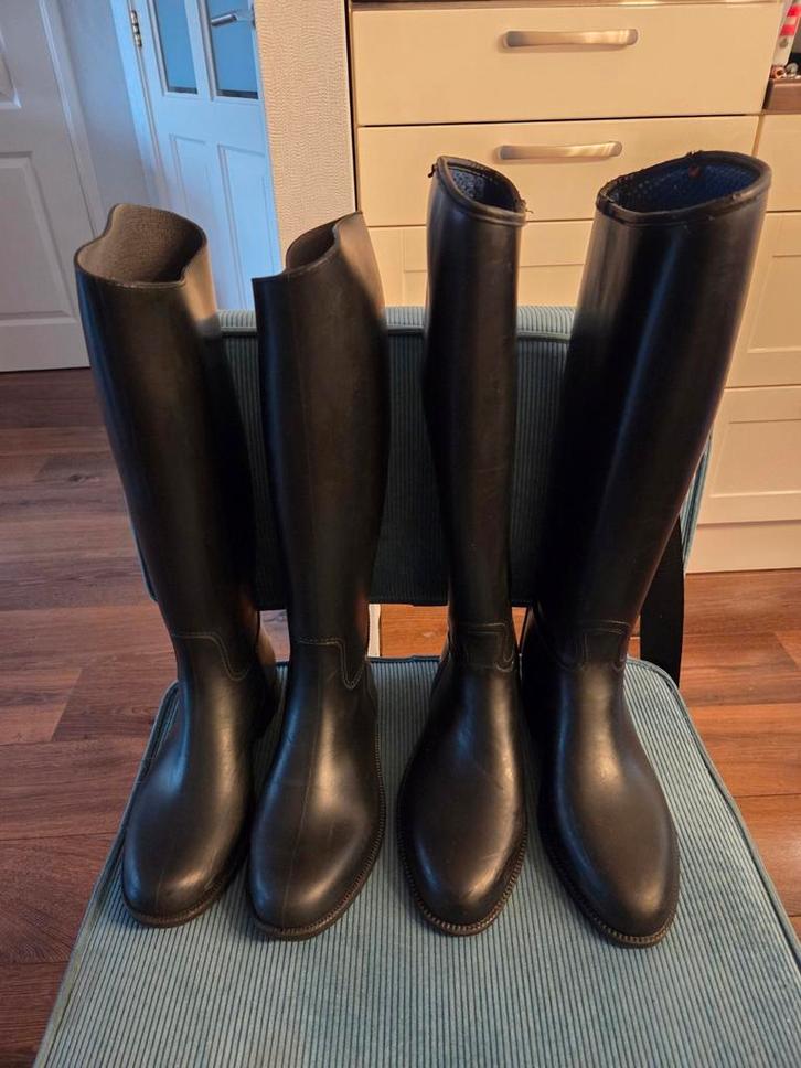 2 paar Zwarte rubberen Zomer en Winter paardrijlaarzen, Dieren en Toebehoren, Paardrijkleding, Gebruikt, Dames, Schoeisel, Dressuur