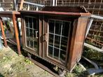 Antieke vitrinekast, glas in lood, Ophalen, 50 tot 100 cm, 25 tot 50 cm, Glas
