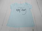 Turquoise t-shirt met opdruk van Hema, Blauw, Maat 42/44 (L), Ophalen of Verzenden, Zo goed als nieuw