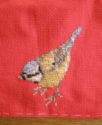 Handgeborduurd kleedje met vogels onaf...., Ophalen of Verzenden, Zo goed als nieuw, Handborduren, Overige typen