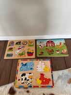 Drie houten puzzels, Ophalen of Verzenden, Minder dan 10 stukjes, Zo goed als nieuw, 6 maanden tot 2 jaar