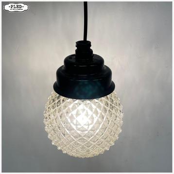 Bakelieten hanglamp met rond schutglas + snoer beschikbaar voor biedingen