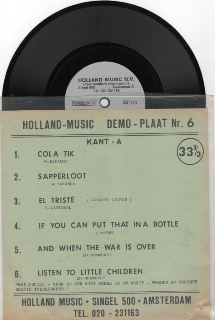 Holland-Music Demo-Plaat Nr. 6, Cd's en Dvd's, Vinyl | Nederlandstalig, Ophalen of Verzenden