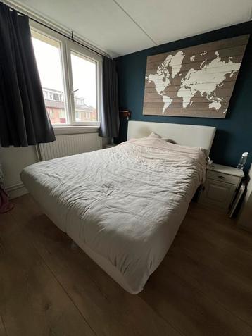 IKEA Bed Boxspring 160x200, Hoofdbord & Matras - Beige beschikbaar voor biedingen