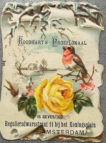 antiek reclamekaartje Roodhart proeflokaal wijnen Amsterdam beschikbaar voor biedingen