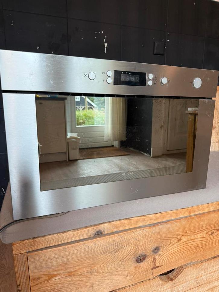 Weinig gebruikte inbouw magnetron Whirlpool, Witgoed en Apparatuur, Magnetrons, Gebruikt, Inbouw, Magnetron, 45 tot 60 cm, Draaiplateau