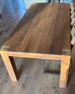 Massief eikenhouten eettafel handgemaakt 210x105cm, Ophalen, Gebruikt, 100 tot 150 cm, Eikenhout
