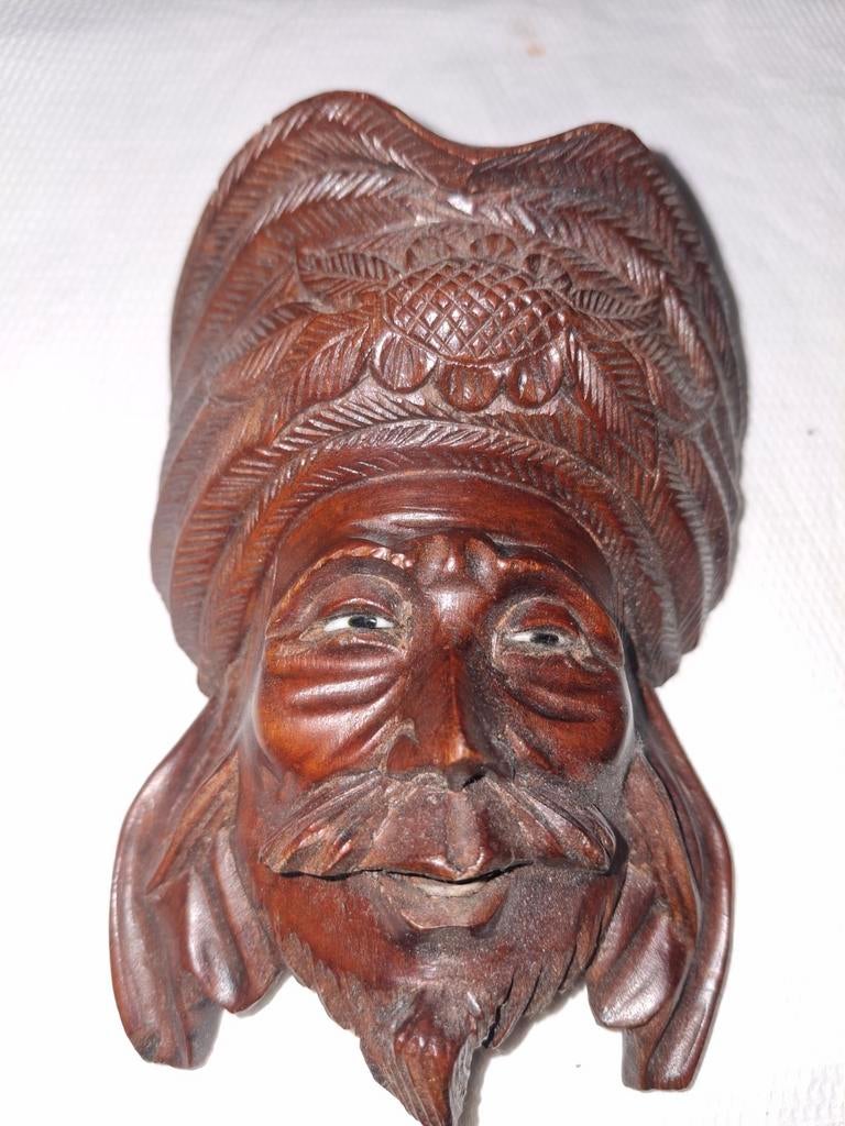 Houten Wandmasker Oosterse Man, Antiek en Kunst, Kunst | Beelden en Houtsnijwerken, Ophalen of Verzenden