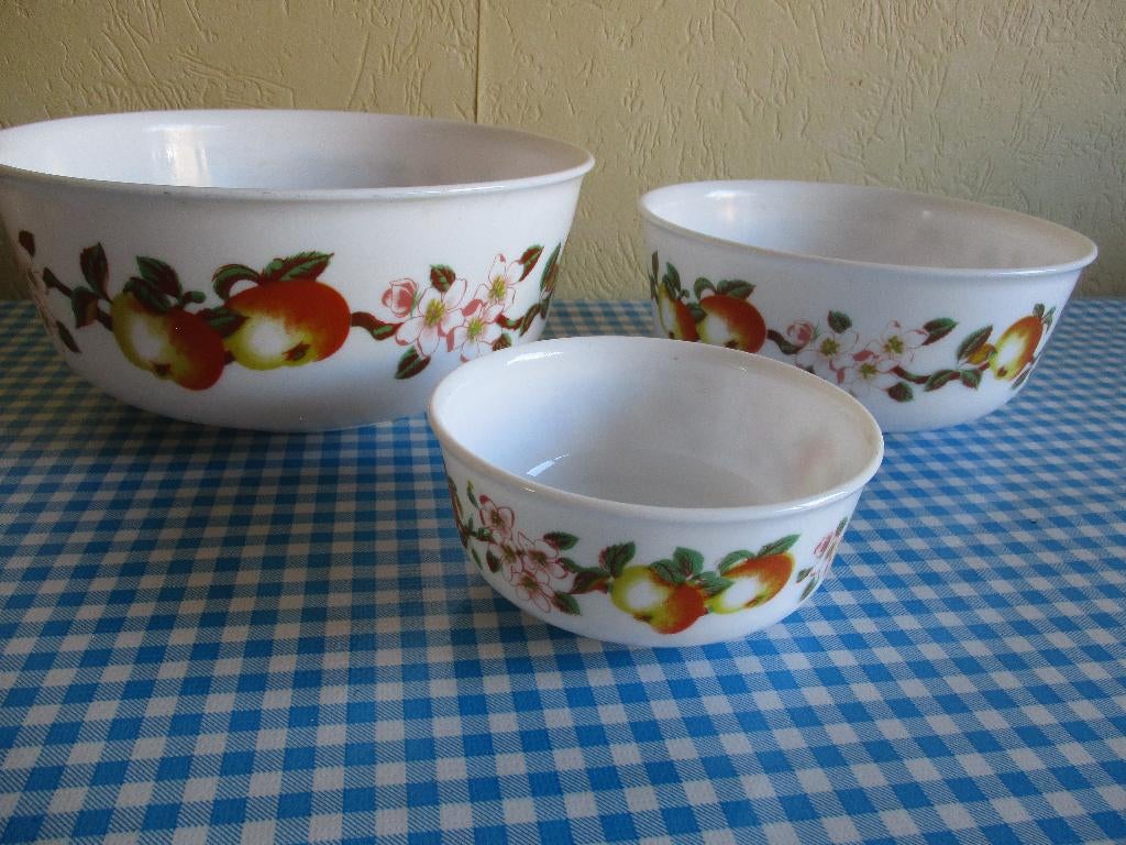 Schalenset Arcopal. Appelbloesem Retro - Vintage, Ophalen of Verzenden, Overige stijlen, Glas, Schaal of Schalen