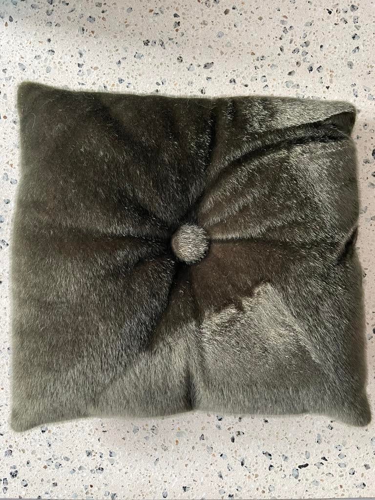 Mosgroen kussen initatiebont 38x38cm, Ophalen, Zo goed als nieuw