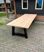 TUINTAFEL met stalen poten op maat gemaakt, Ophalen, Zo goed als nieuw, Rechthoekig, Hout