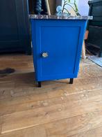 Vintage Blauw kastje met marmeren blad, Huis en Inrichting, Kasten | Dressoirs, Overige materialen, Minder dan 50 cm, Gebruikt