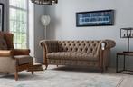 Henley Harris Tweed stof leer Chesterfield 3 Zits klassiek, Ophalen of Verzenden, Nieuw, 75 tot 100 cm, Stof