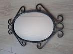 Vintage spiegel smeedijzer jaren 60, Antiek en Kunst, Antiek | Spiegels, Ophalen of Verzenden, Ovaal, Minder dan 50 cm, Minder dan 100 cm