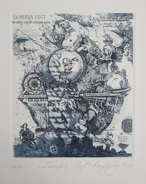 Exlibris / Ex libris Vl. Kvartalny, Lemuria Lost, Antiek en Kunst, Kunst | Etsen en Gravures, Verzenden