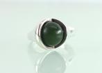 Vintage zilveren ring jade Franz Scheurle, Sieraden, Tassen en Uiterlijk, Antieke sieraden, Ophalen of Verzenden, Zilver, Ring