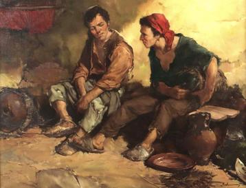 =HOMO-EROTISCH===gesigneerd=twee mannen in gesprek= beschikbaar voor biedingen