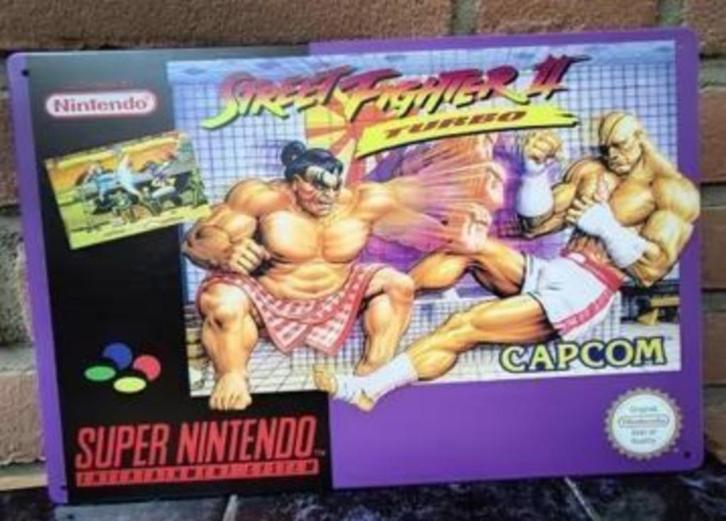 Street Fighter Turbo snes METALEN Wandbord arcade poster, Spelcomputers en Games, Games | Overige, Nieuw, 1 speler, Vanaf 12 jaar