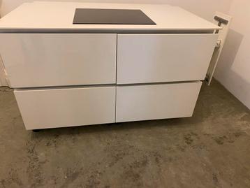 Hoogglans Wit Kookeiland - ZGAN, Stenen Blad beschikbaar voor biedingen