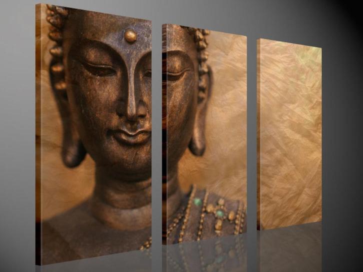 Nieuw * 3 Luik Canvas Schilderij Buddha Hoofd Boeddha 90x160, Antiek en Kunst, Kunst | Schilderijen | Klassiek, Ophalen of Verzenden