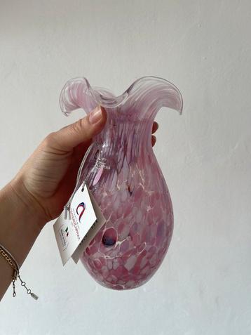 Murano Glas Alessandro Coppola vaasje roze nieuw