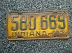 Kentekenplaat Licenseplate Indiana 1942 USA, Ophalen of Verzenden, Gebruikt, Auto's