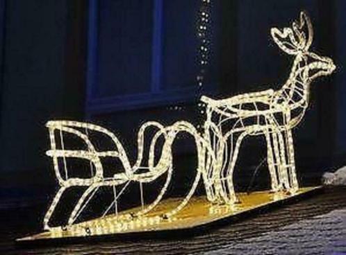 Rendierslee Met Warm-Witte LED Rendier Met Slee Eye-Catcher!, Diversen, Kerst, Nieuw, Ophalen of Verzenden