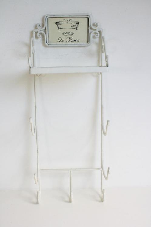 Metalen brocante handdoekenrek, Huis en Inrichting, Badkamer | Badtextiel en Accessoires, Zo goed als nieuw, Handdoekenrek, Wit