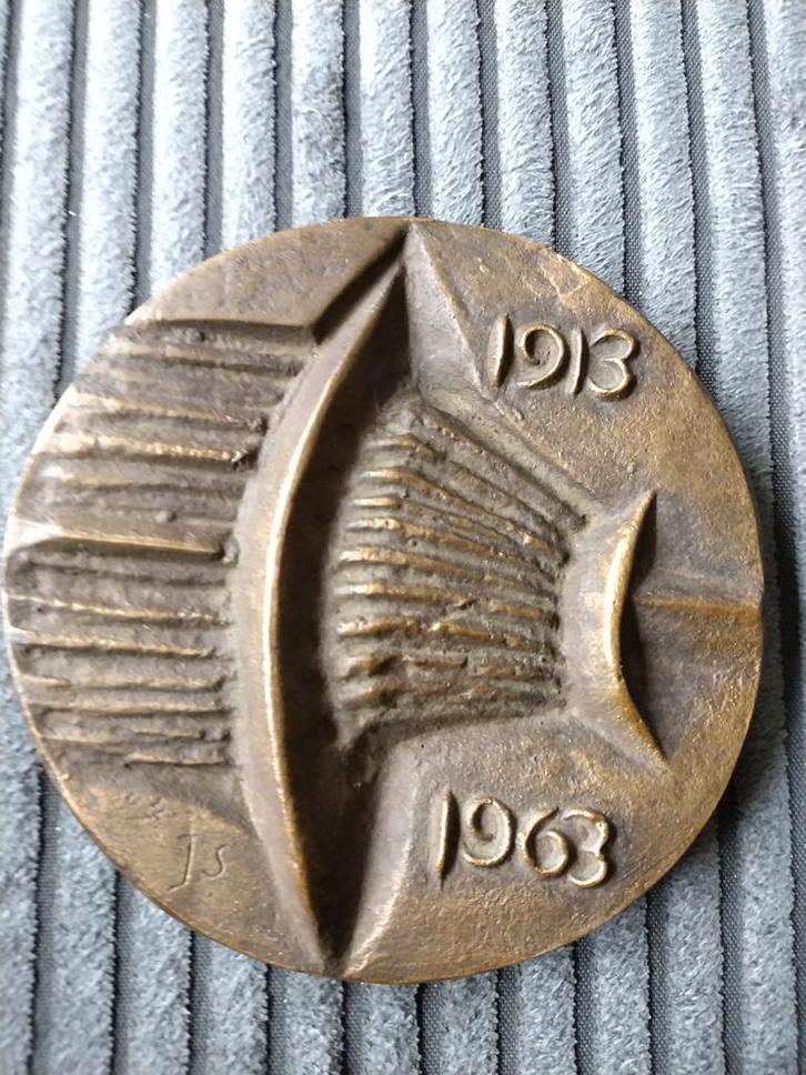 50 jarig bestaan Nederlandse Kabelfabriek Delft, Postzegels en Munten, Penningen en Medailles, Brons, Nederland, Ophalen of Verzenden