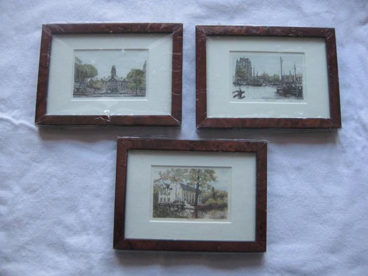 3 etsen  2xRotterdam 1xRhoon, Antiek en Kunst, Kunst | Etsen en Gravures, Ophalen of Verzenden