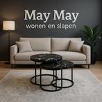 Salontafel 3-delig Zwart Marmerlook Direct/leverbaar E-7238, Ophalen, Metaal, 50 tot 100 cm, Rond