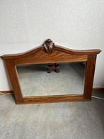 Oude eiken grote hangspiegel met geslepen glas, Ophalen, Rechthoekig