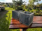 2 grijzen planten bakken, Tuin en Terras, Bloembakken en Plantenbakken, Kunststof, Minder dan 30 cm, Rond, Ophalen of Verzenden