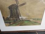 Martus SNOEK,Mooie Haagse School afb.Landsch/Molen Vrouw, Minder dan 50 cm, Gebruikt, Oorspronkelijke maker, Ophalen of Verzenden